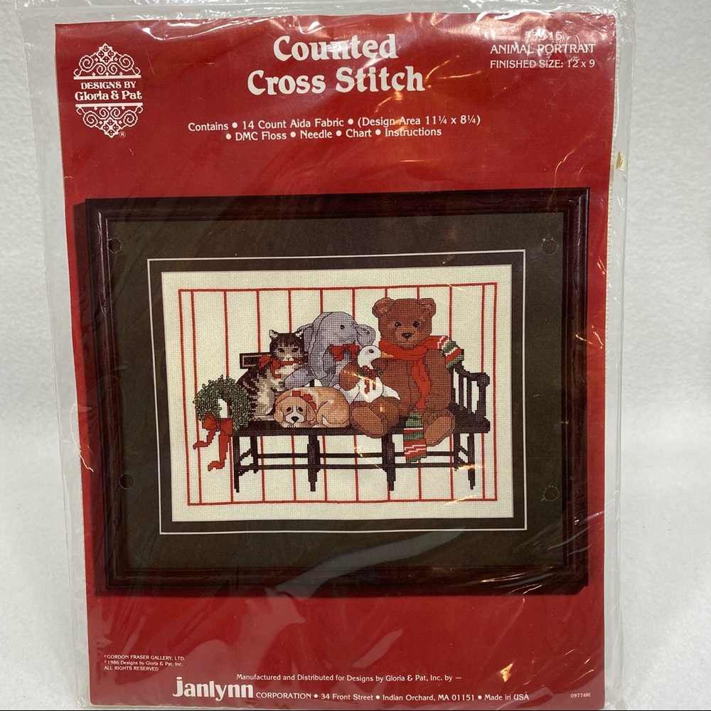 Vintage Janlynn Counted Cross Stitch Kit "Animal Portrait"  12" x 9" New/Sealed